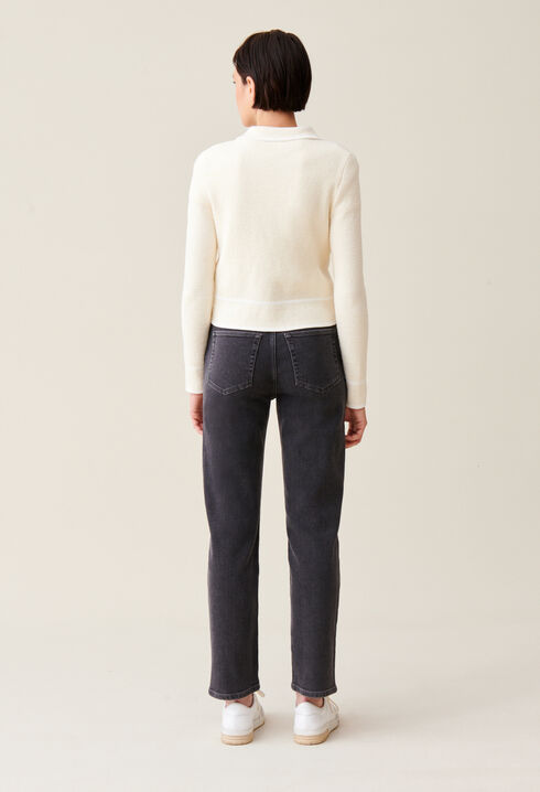 Mottled cardigan with piping