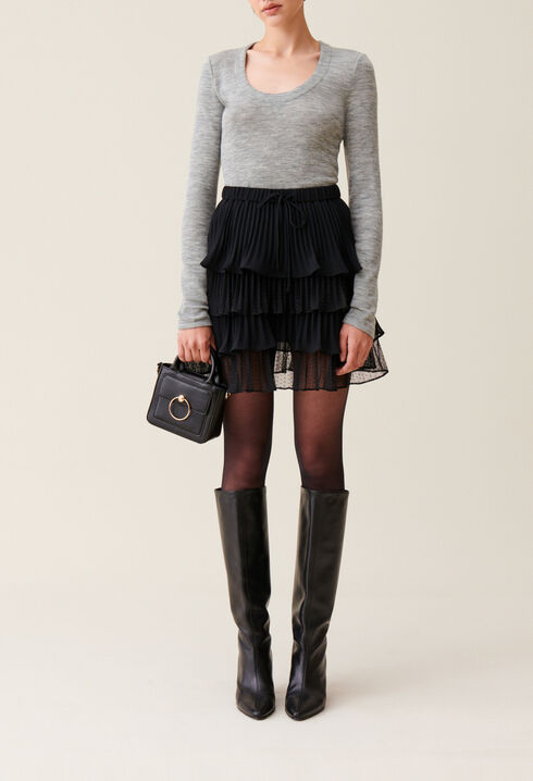 Black short ruffled skirt