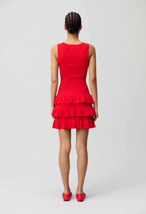 Ruffled knit dress