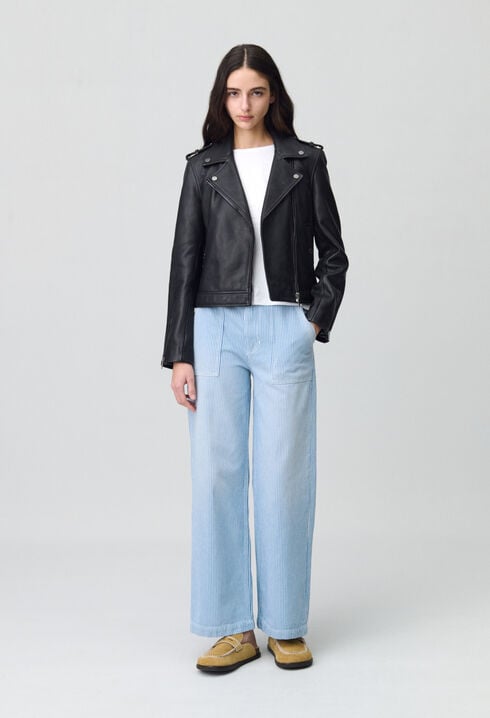 Black grained leather jacket
