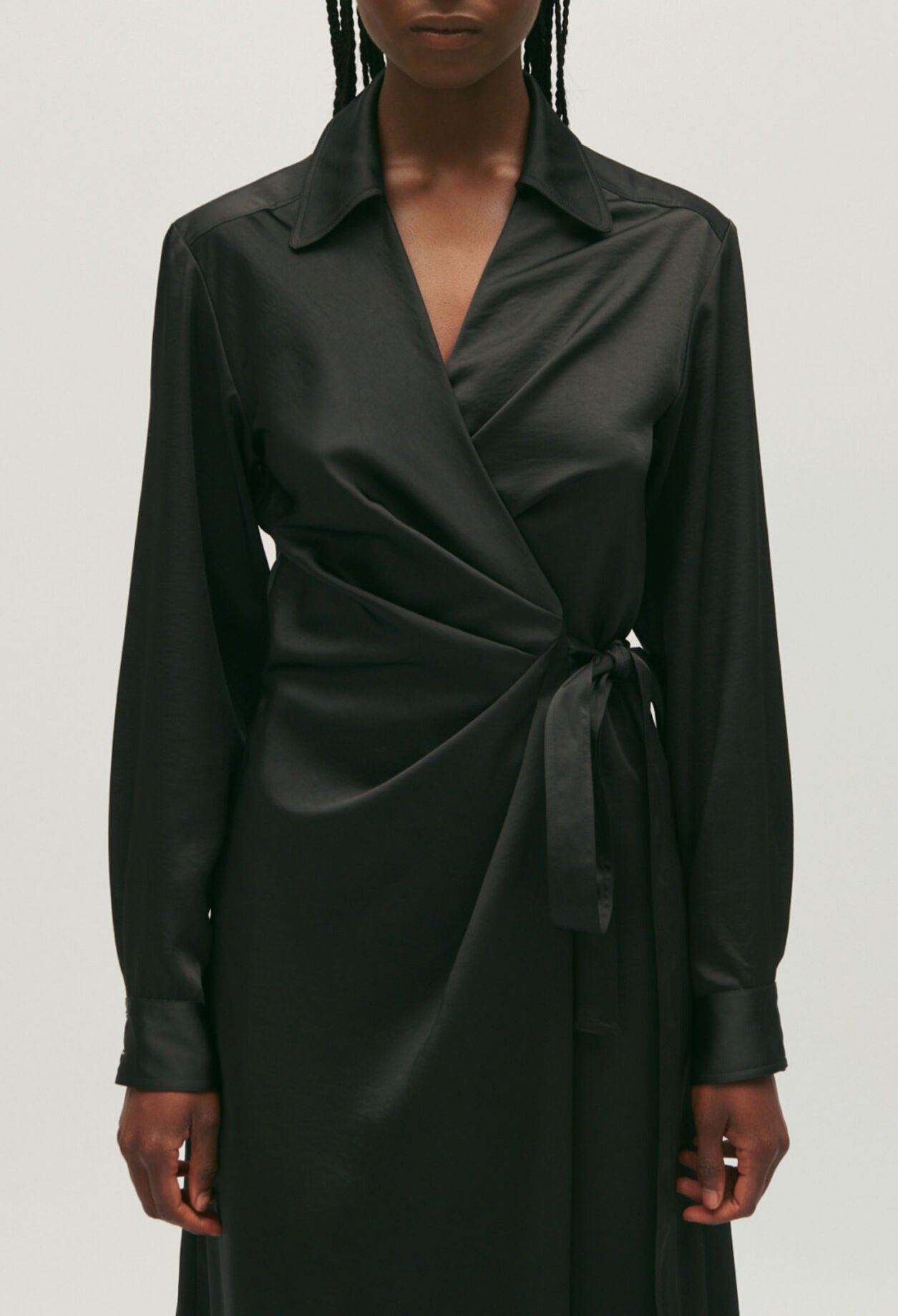 Black midi wrap dress 