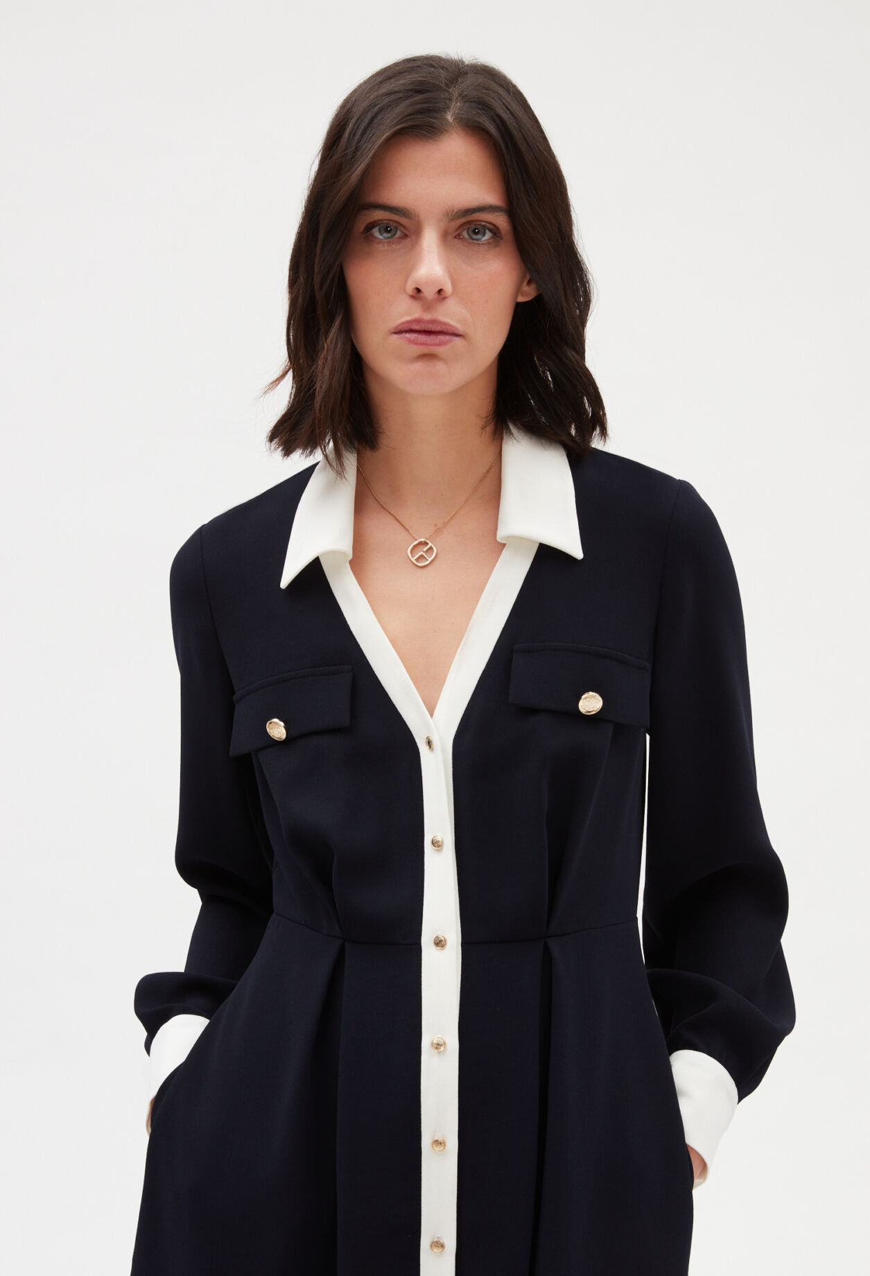 Navy blue mid-length dress