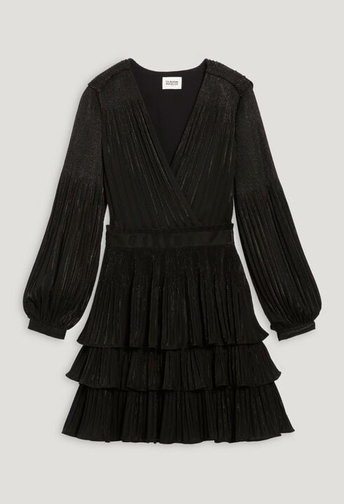 Short black pleated dress