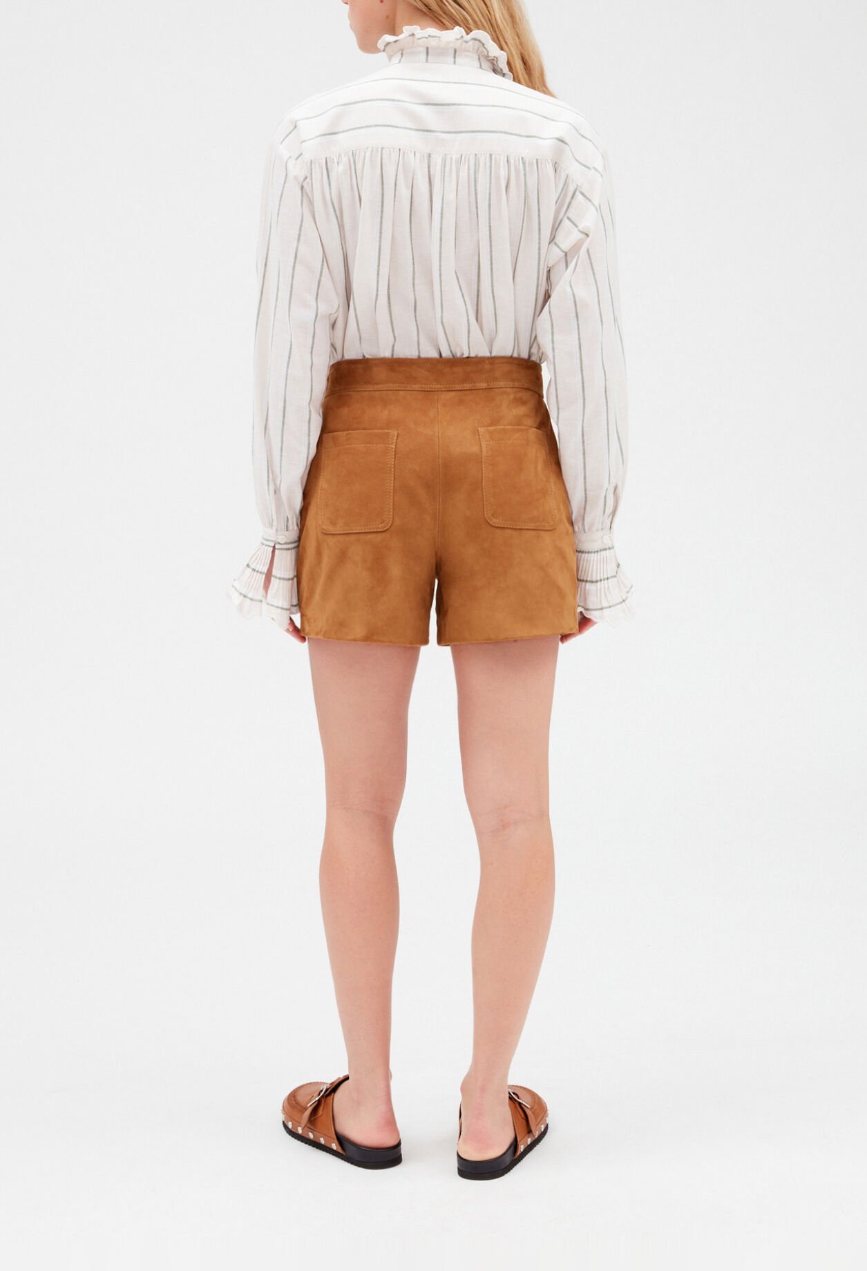 Camel suede shorts