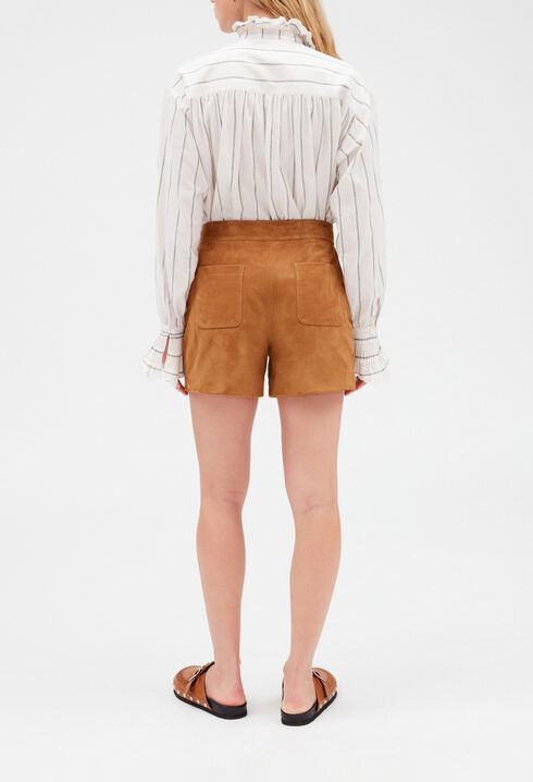 Camel suede shorts