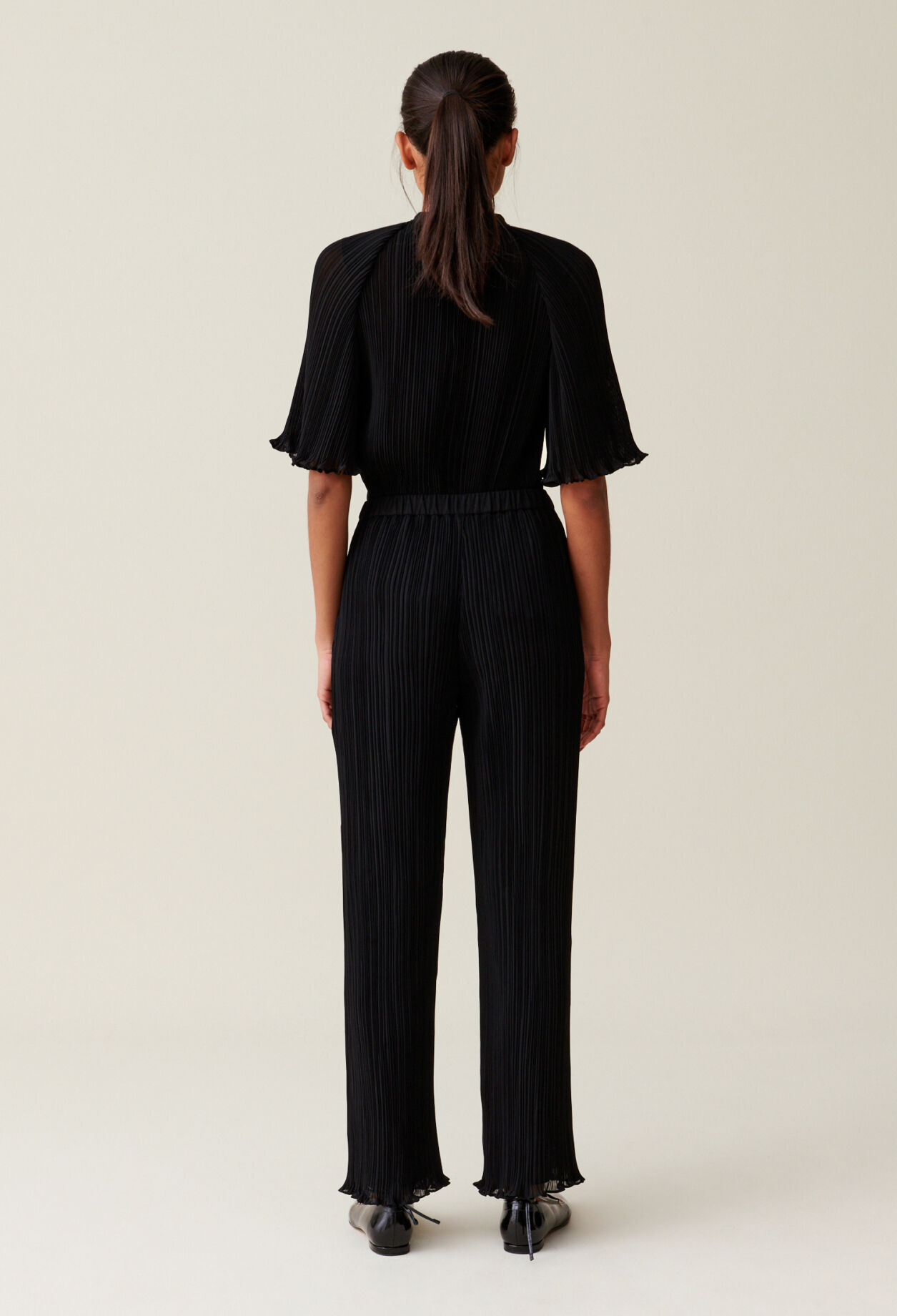 Pleated Flowy Ruffle Trousers