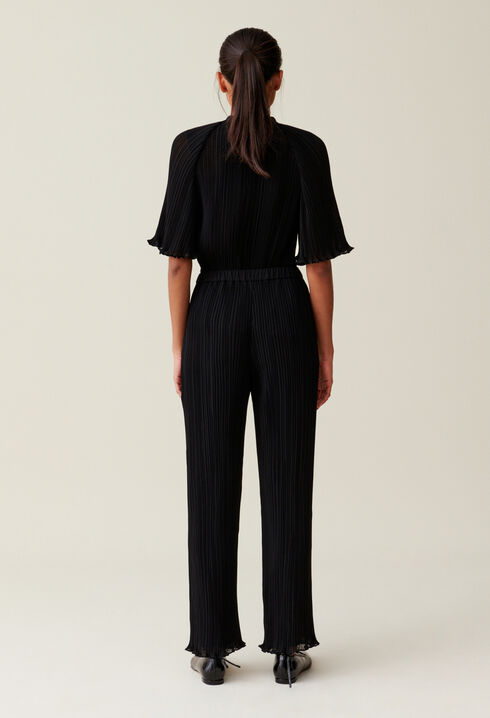 Pleated Flowy Ruffle Trousers