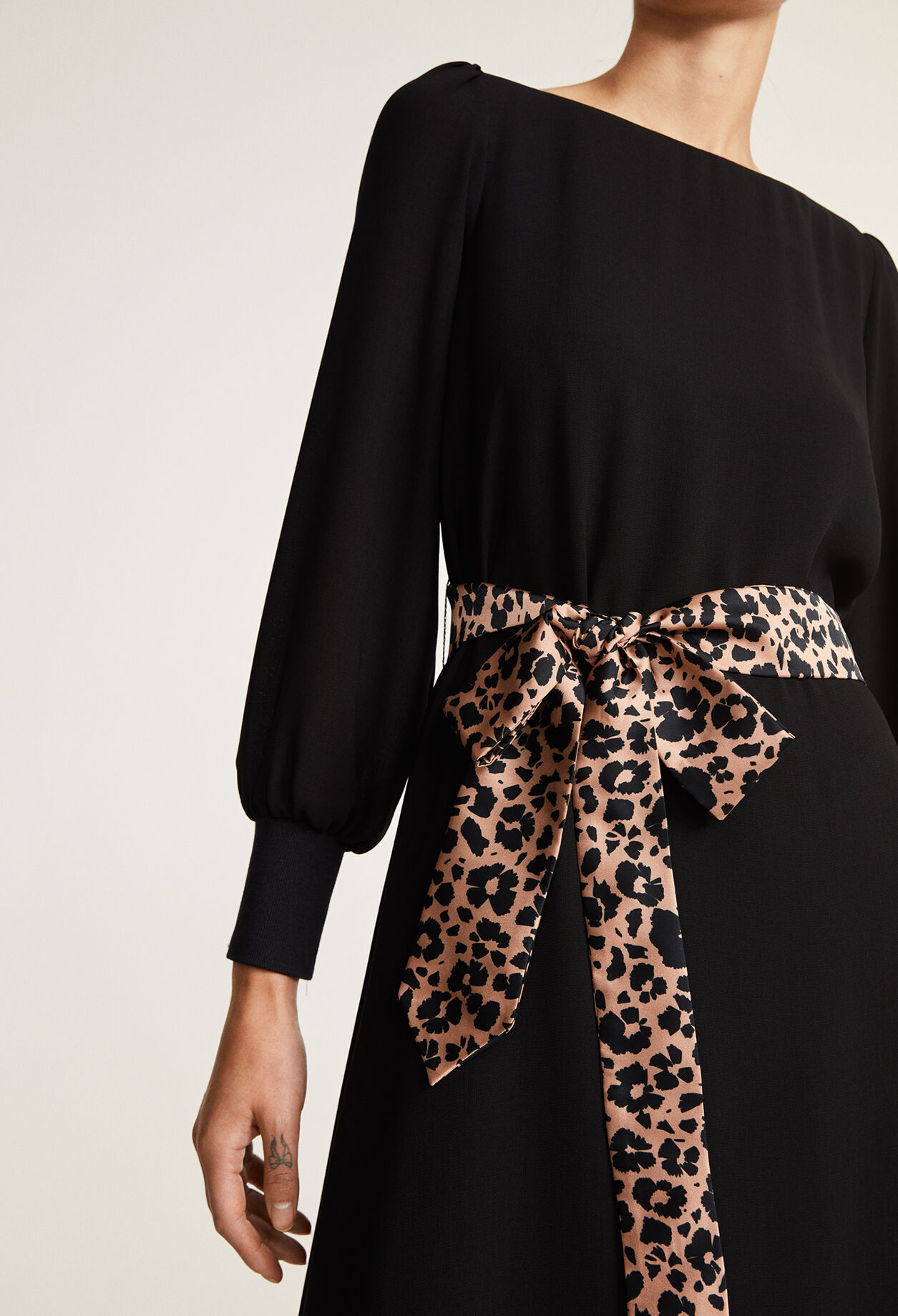 Belted leopard print dress