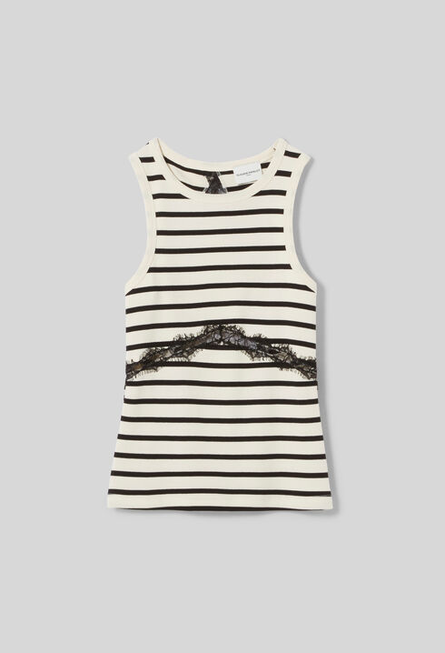 Breton stripe lace cotton T-shirt