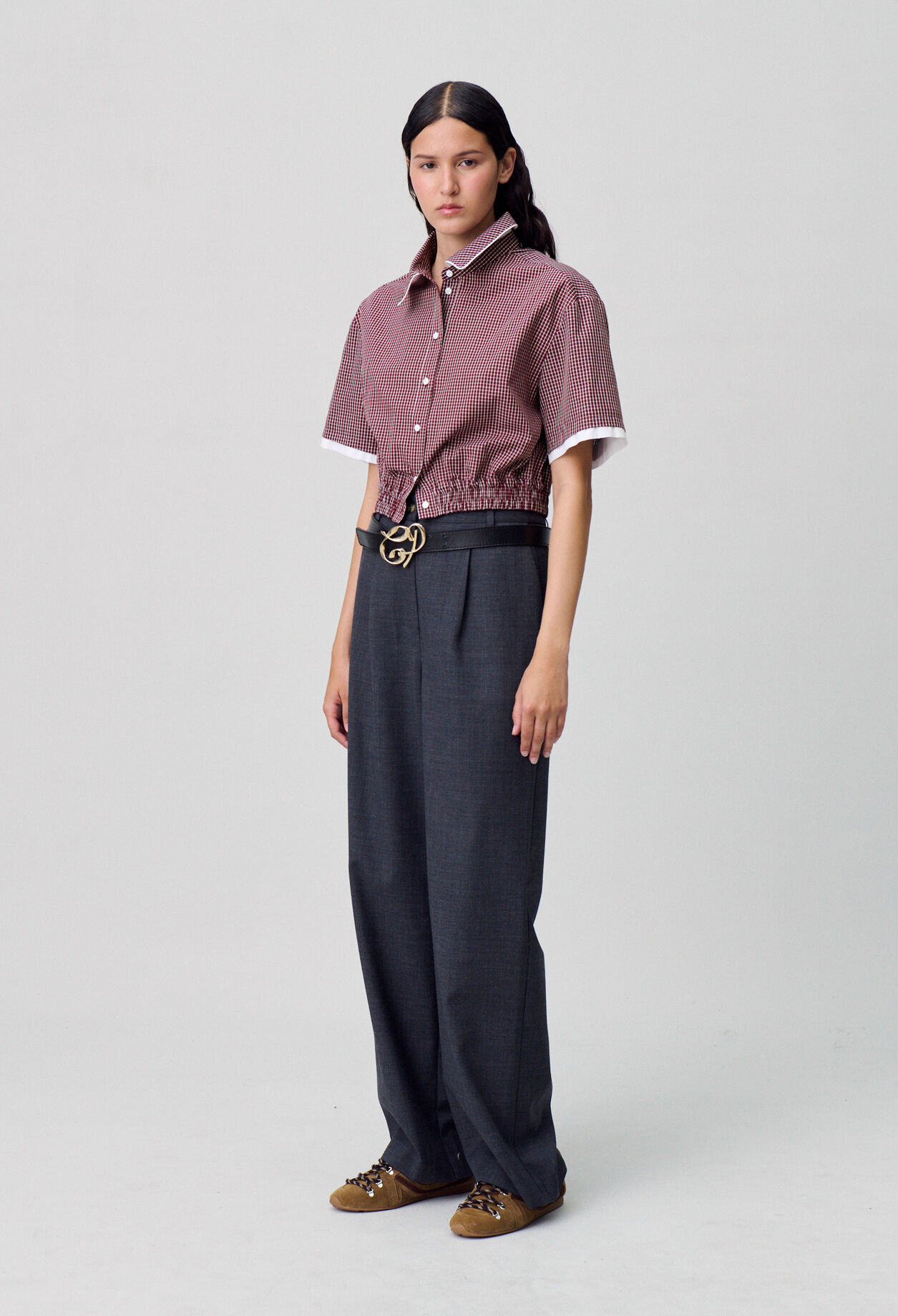 Short checked shirt