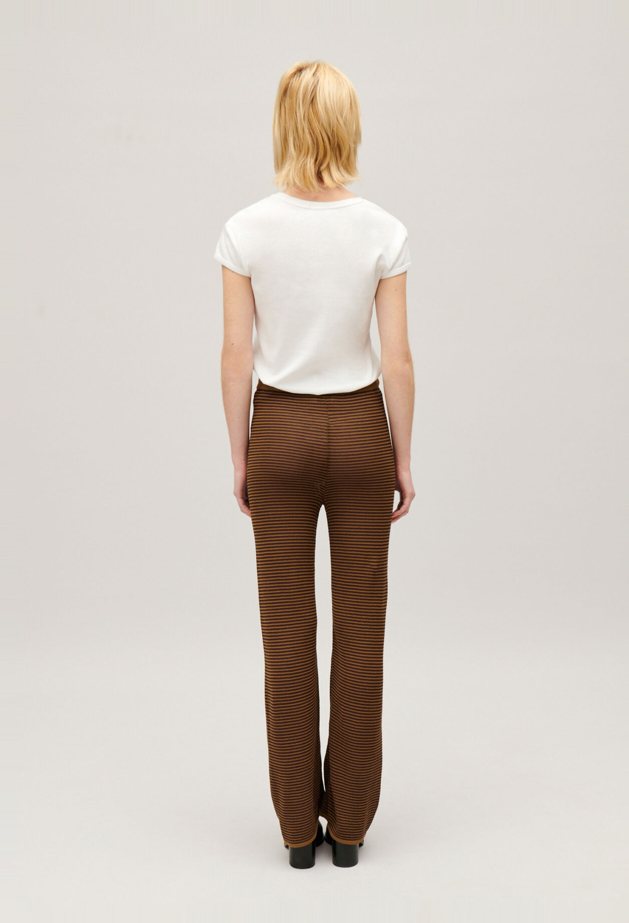 Brown striped trousers