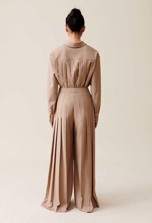 High-Waisted Pleated Trousers
