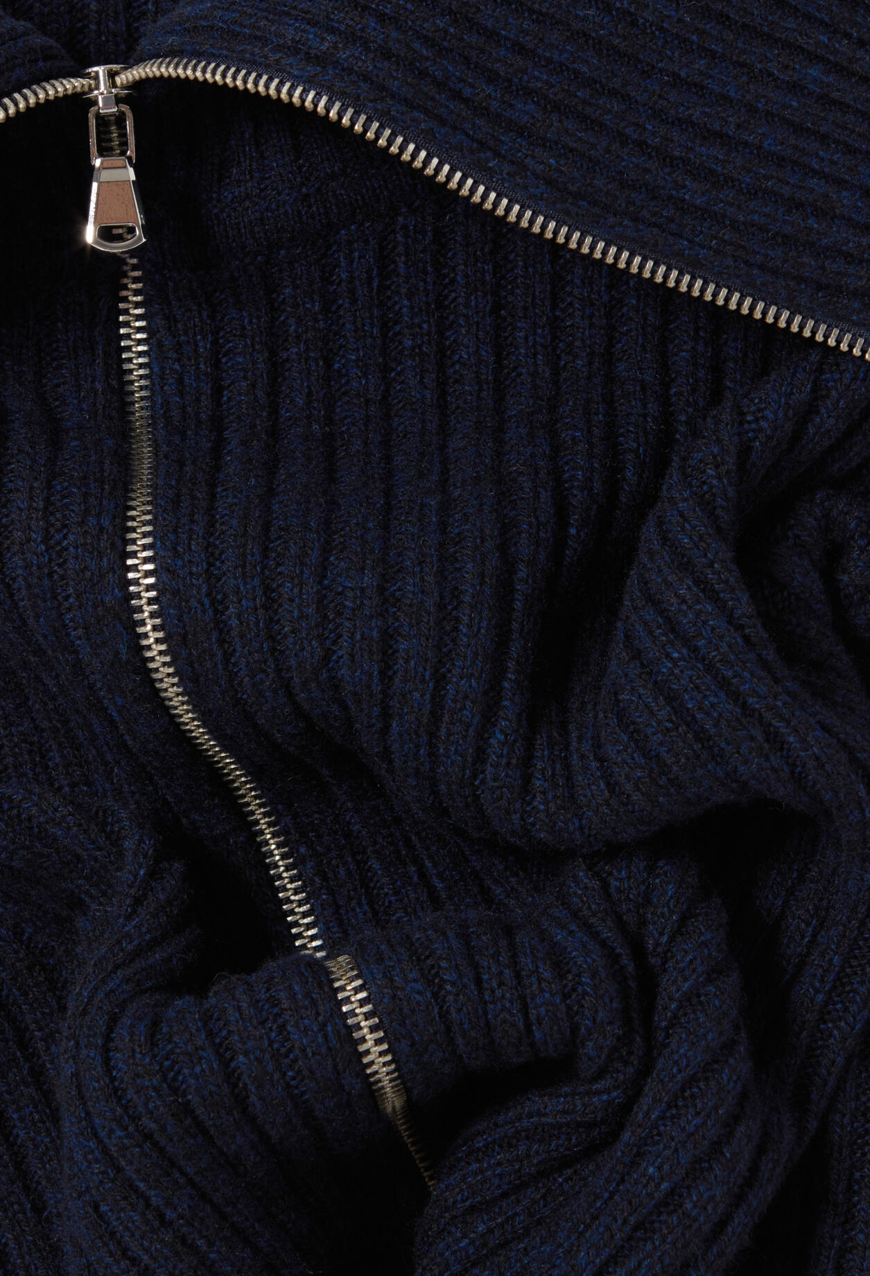 Zip-neck knitted jumper
