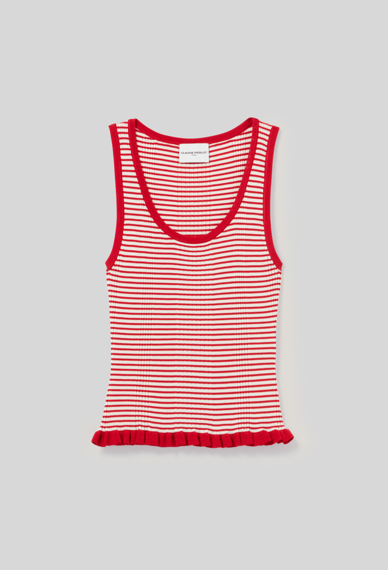 Striped fine-knit tank top