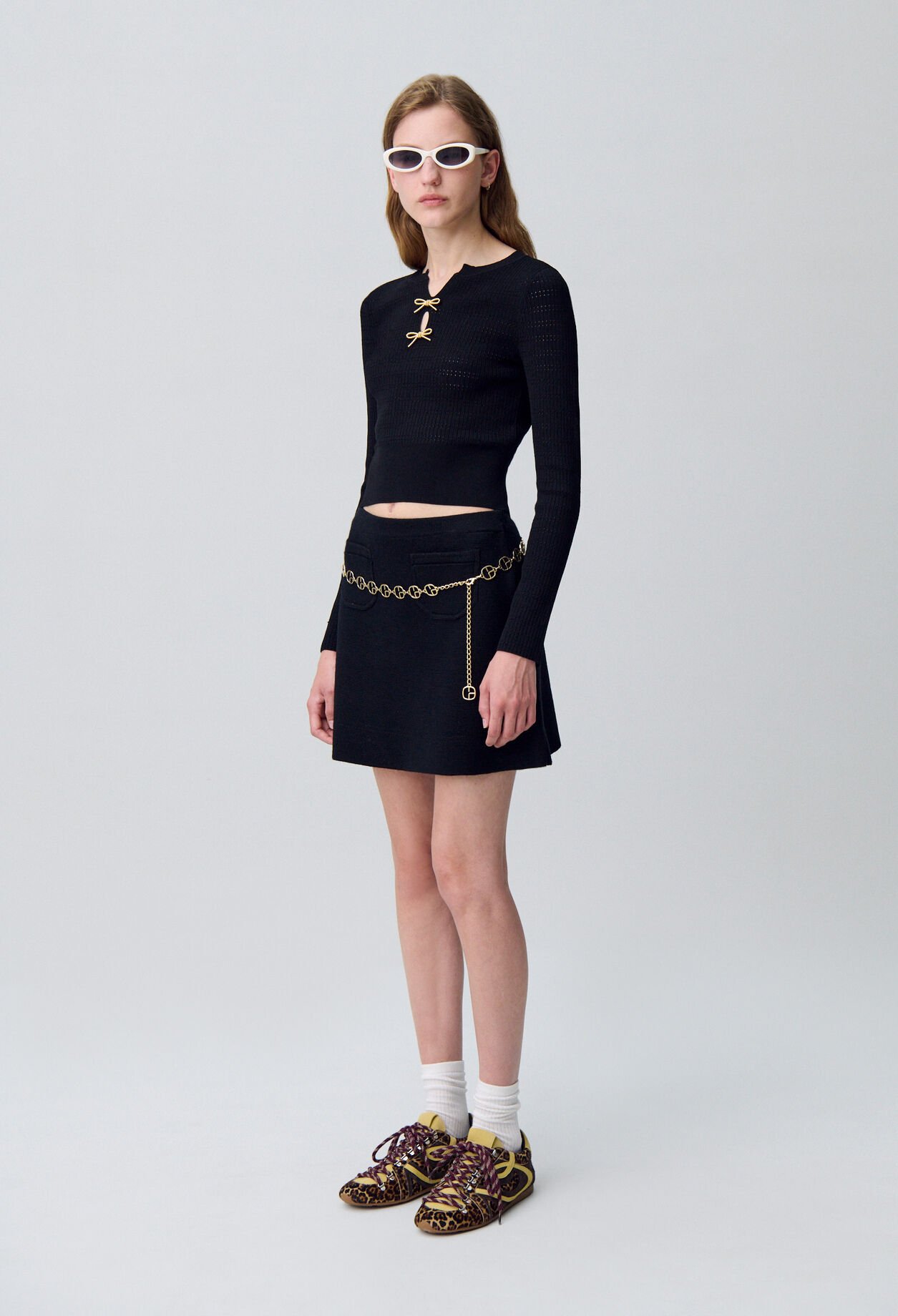 Fine knit bow jumper