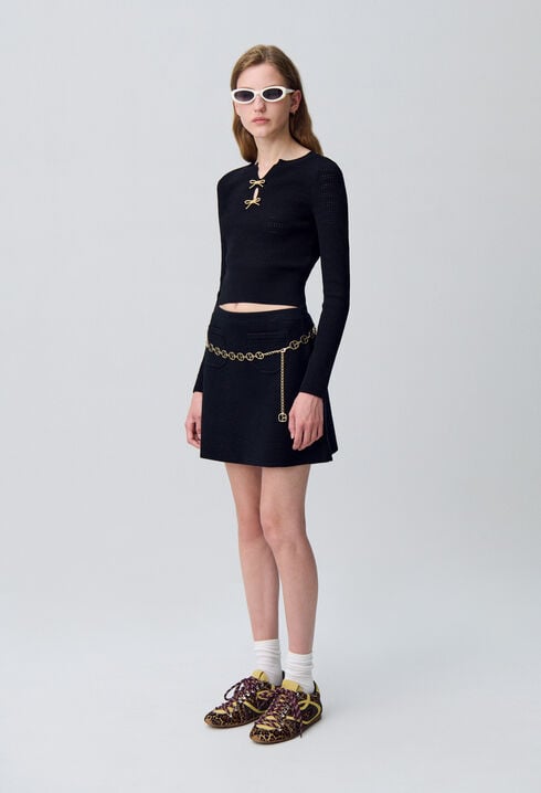 Fine knit bow jumper