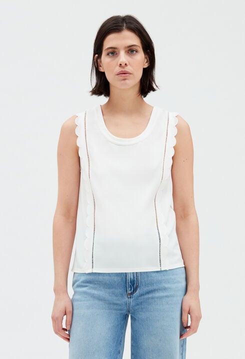 Off-white scalloped top
