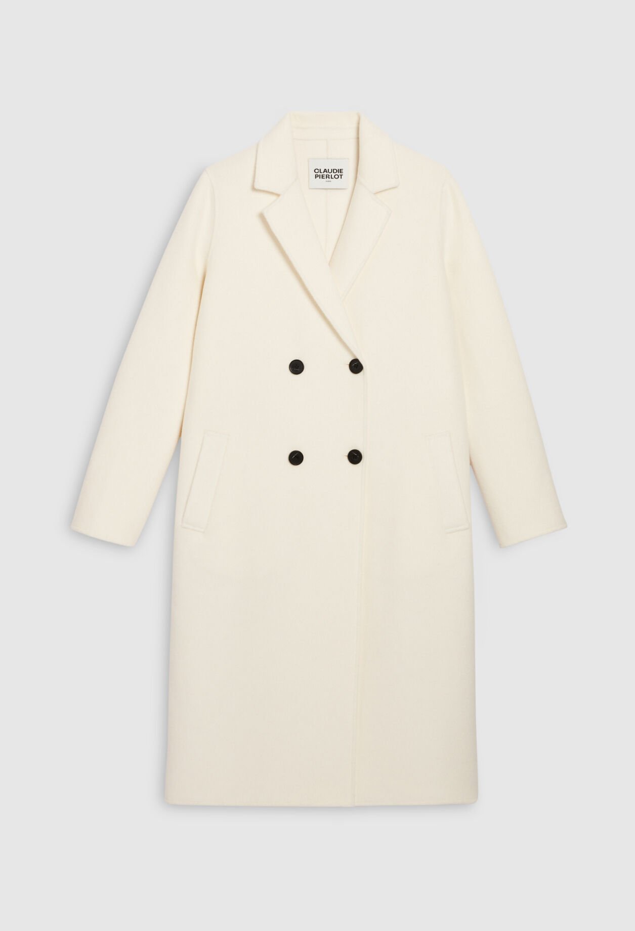Ecru straight mid-length coat