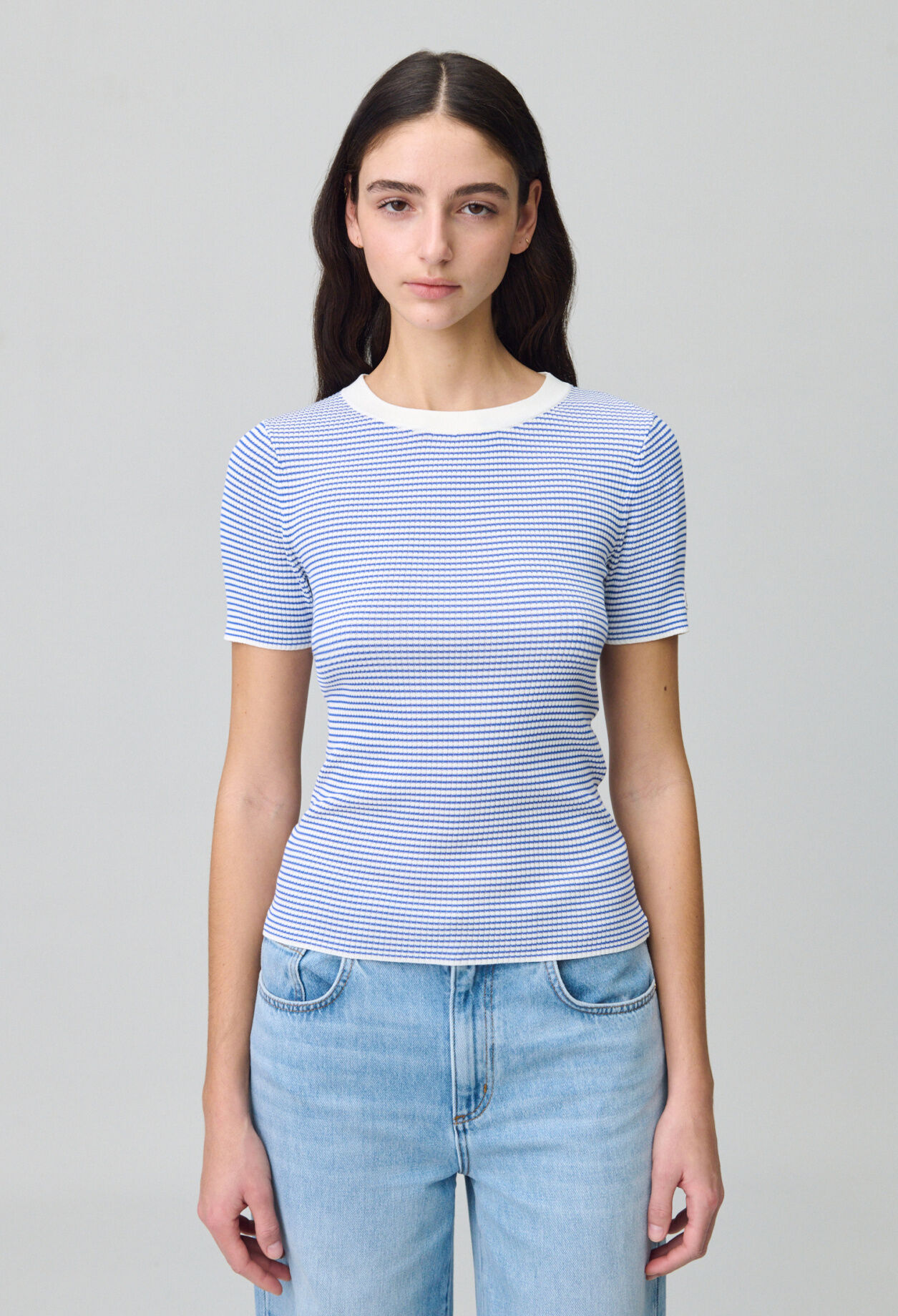 Fine-Knit Breton Stripe Top
