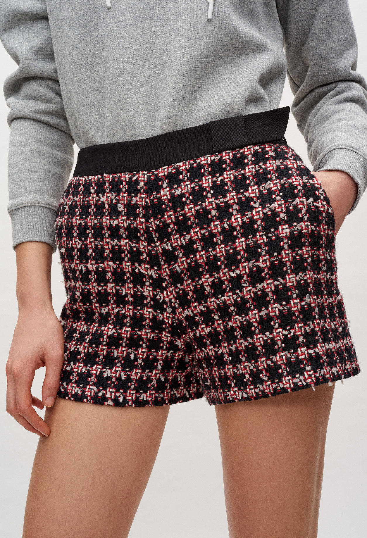 High-waisted tweed shorts