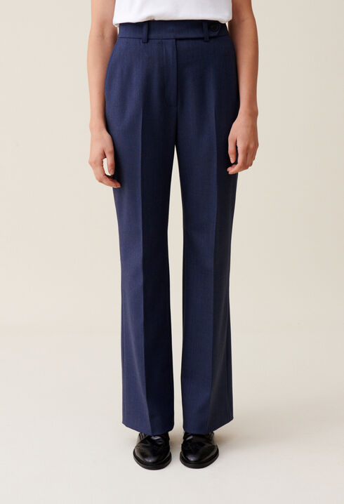 Navy wool suit trousers