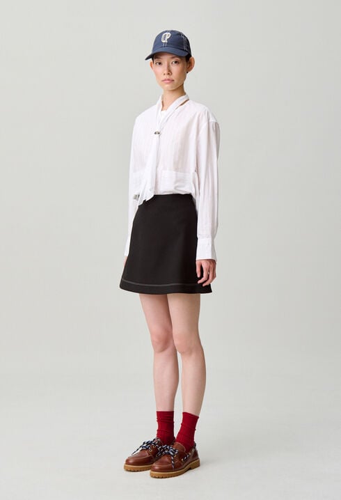 Contrast stitch straight skirt