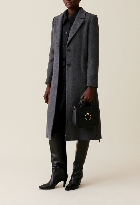 Long grey belted coat