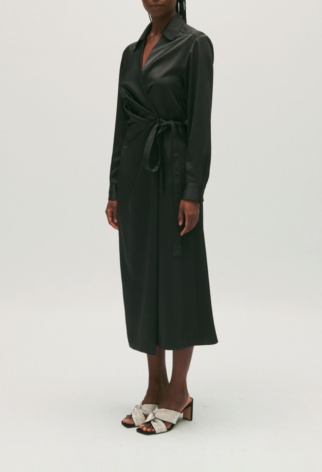 Black midi wrap dress 
