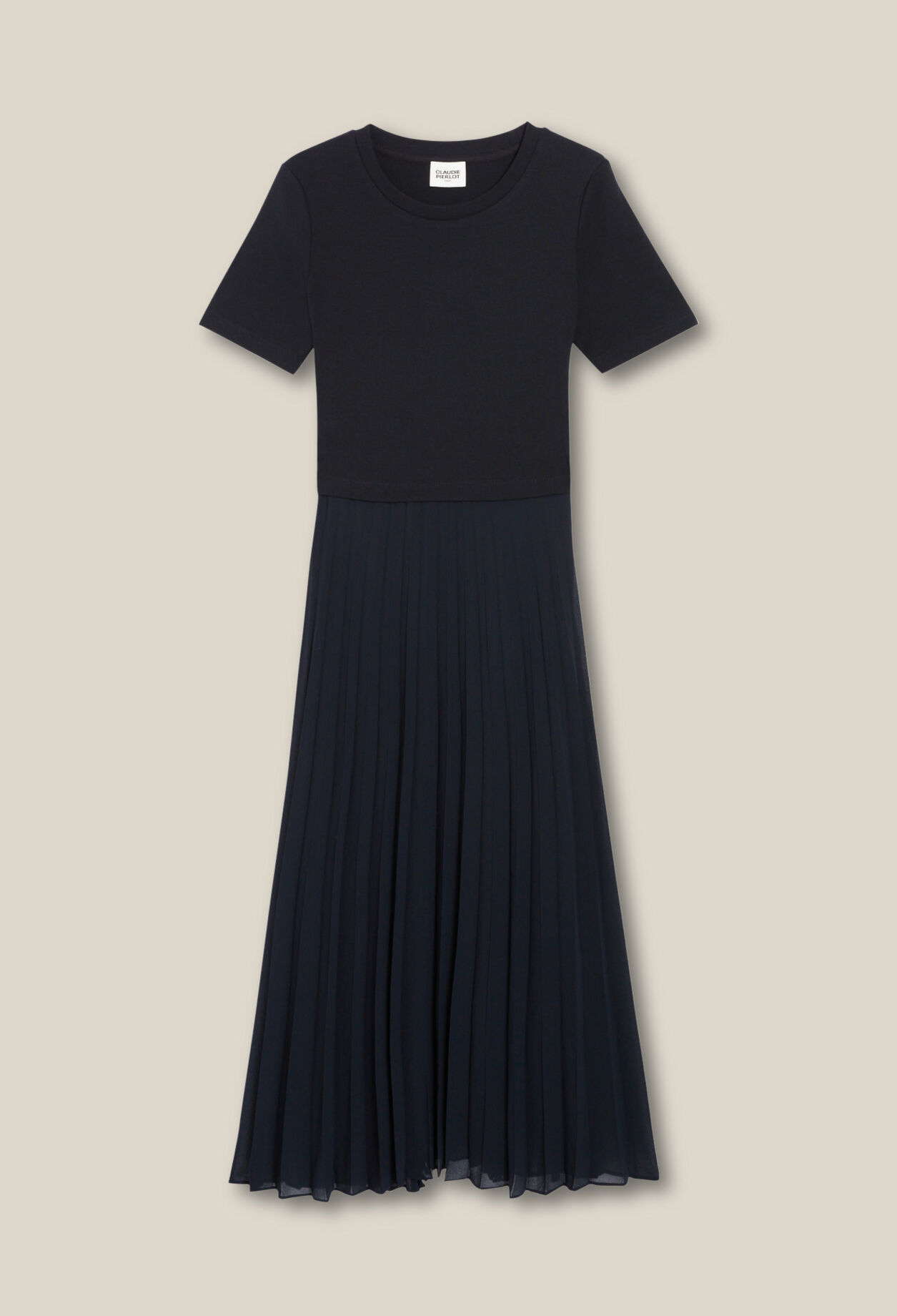 Long dual-fabric Teli dress