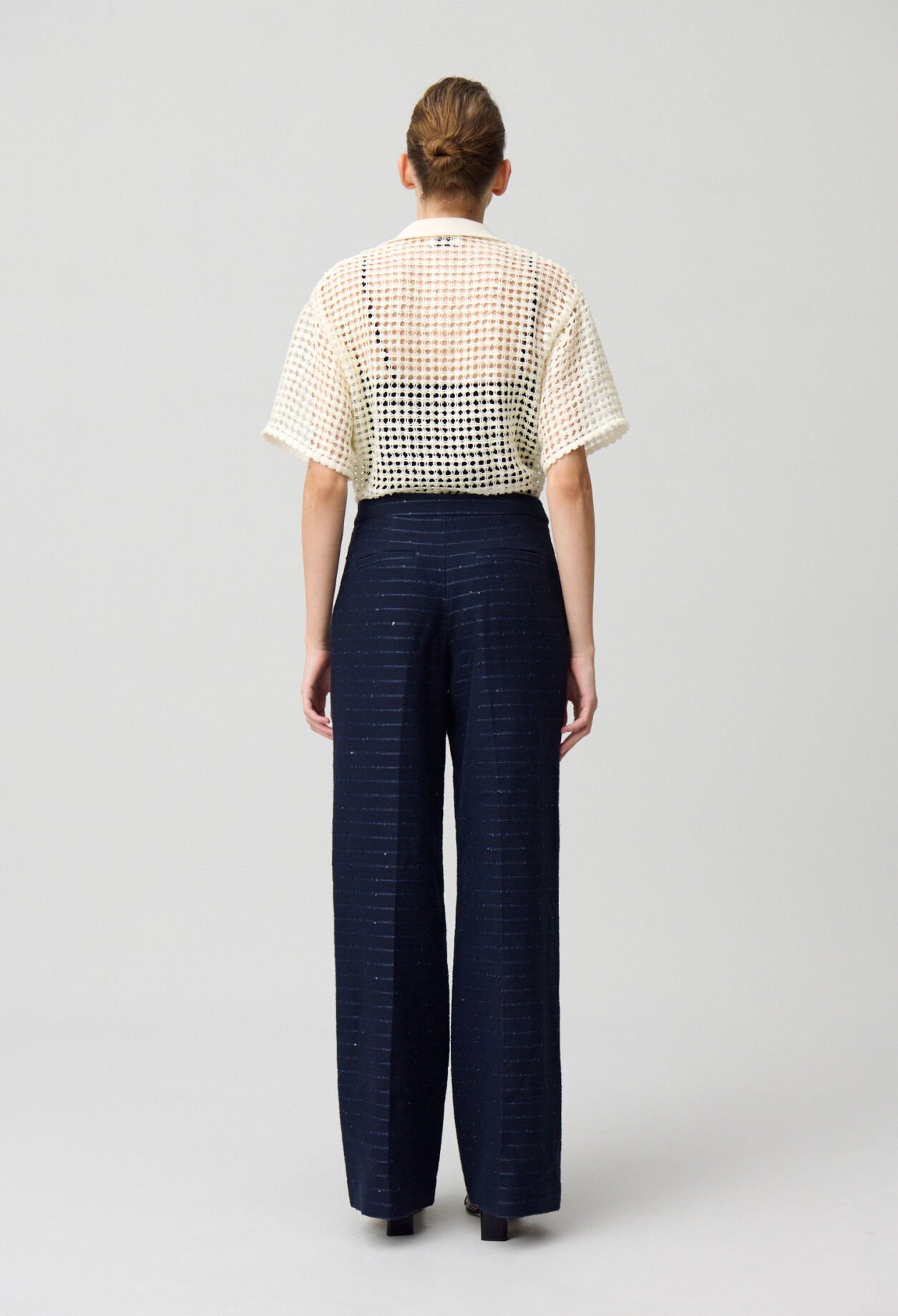 Striped straight cut trousers