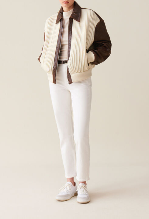 Brown two-tone bomber jacket