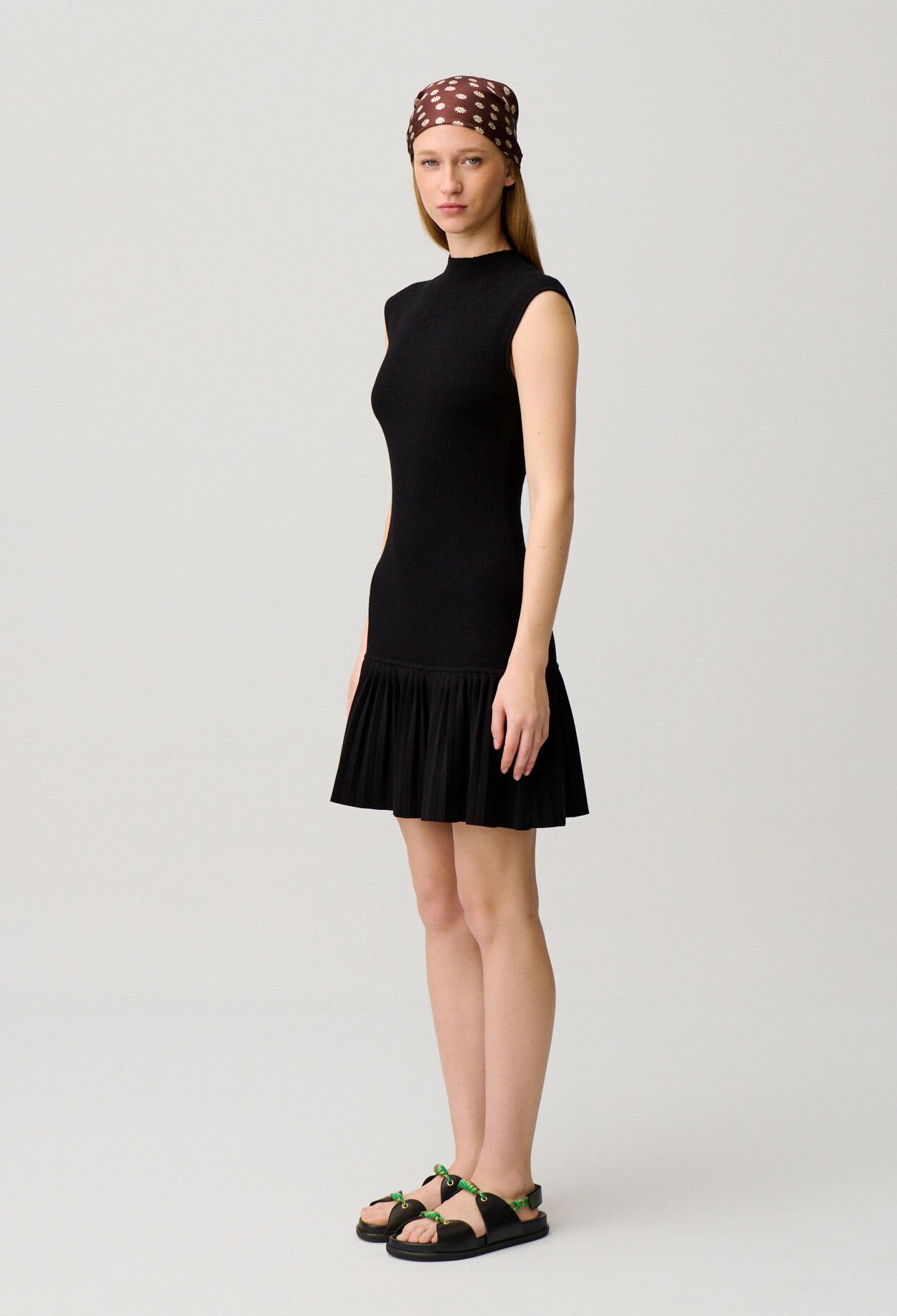 Pleated knit dress