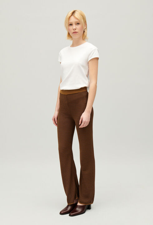 Brown striped trousers