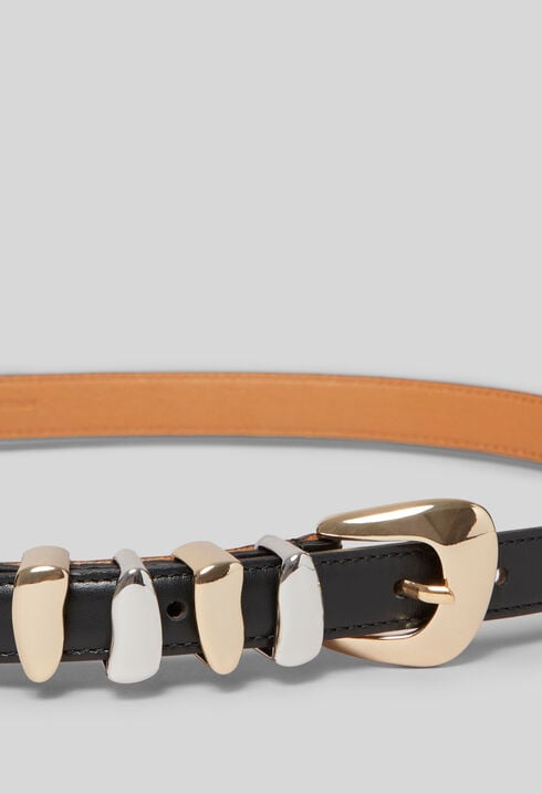 Leather Belt with Gold Buckle