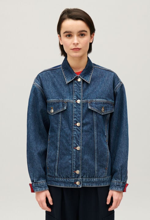 Reversible oversized denim jacket