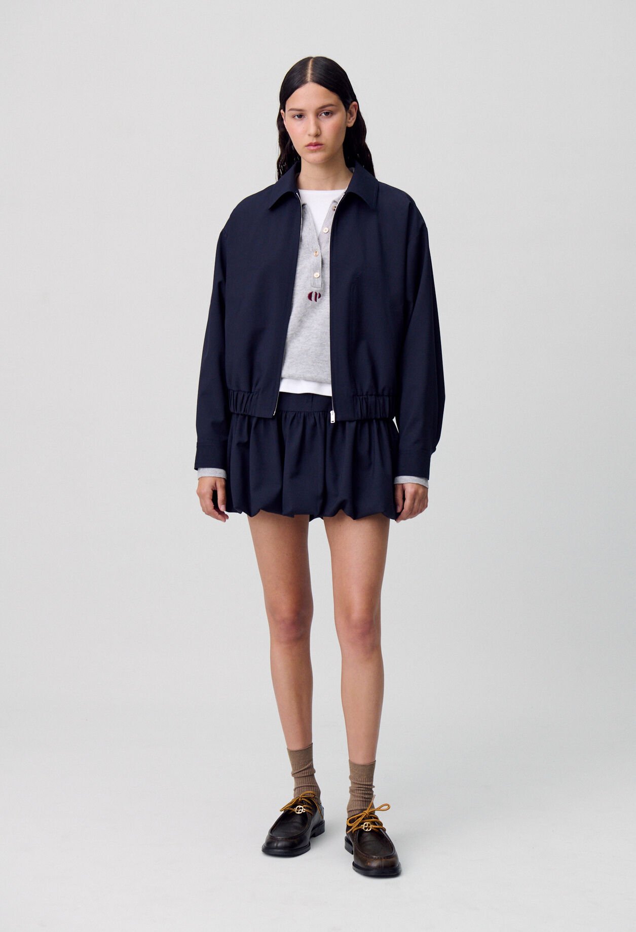 Short wool bubble skirt