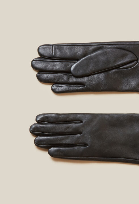 Black leather gloves gold CP