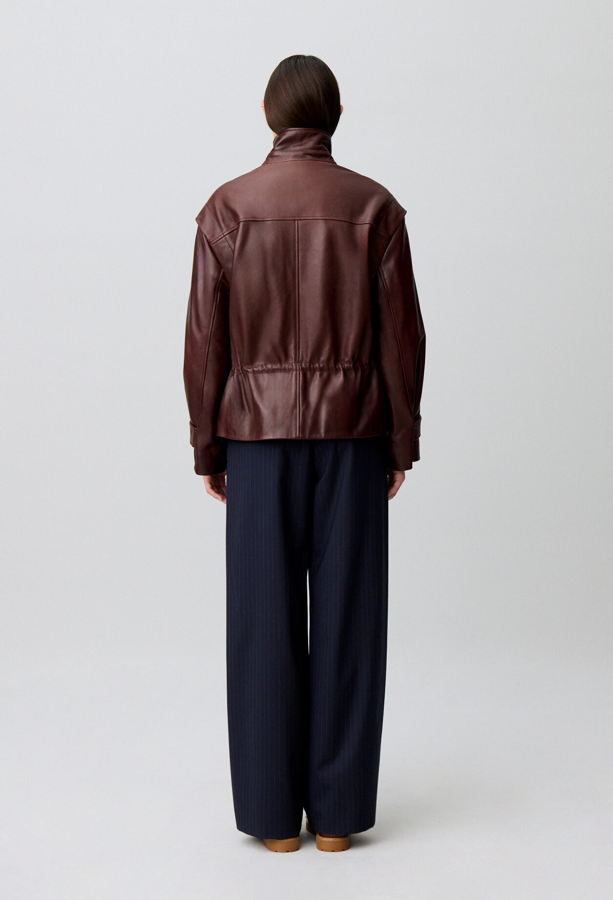 Wide-cut leather jacket