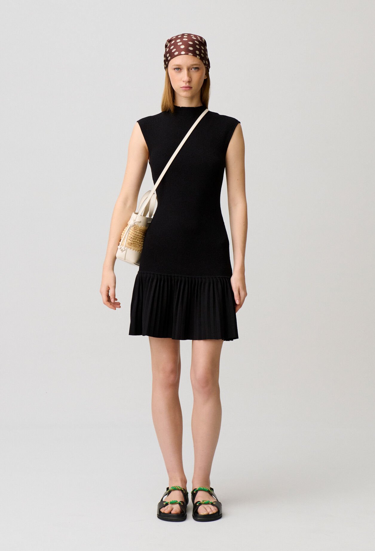 Pleated knit dress