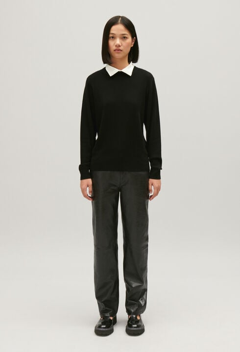 Black wool jumper with high neck