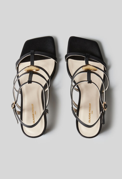 Leather heart heel sandals