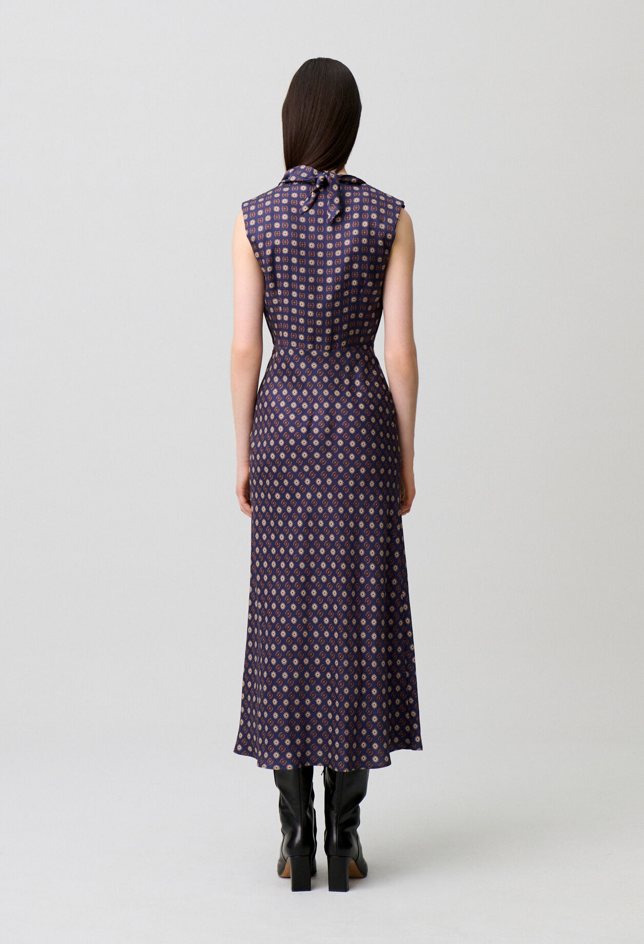 Flowy scarf neck dress