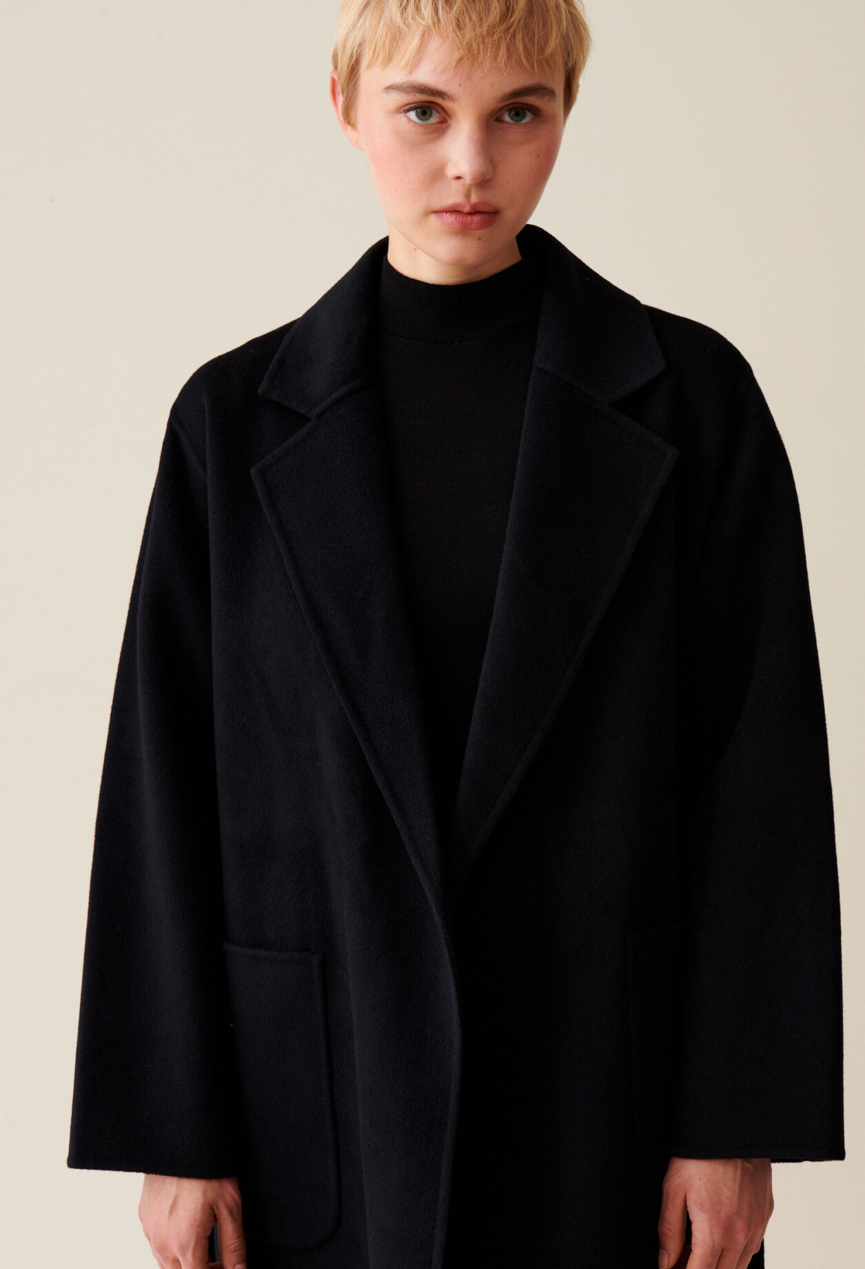 Black belted long coat