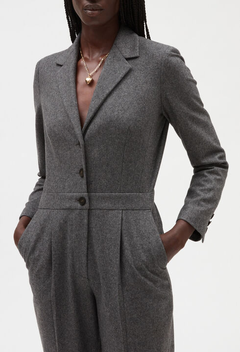 Heather grey long-sleeved jumpsuit