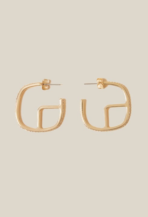 Golden brass CP hoop earrings