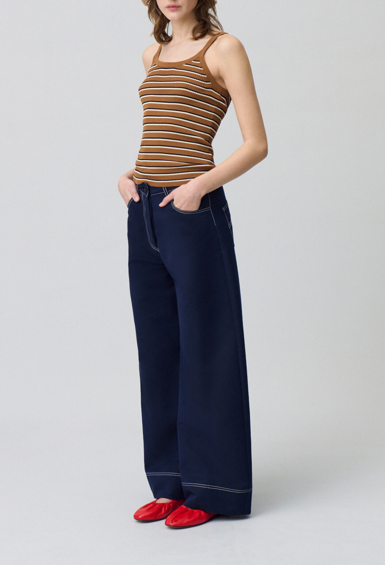 Striped Fine Knit Tank Top