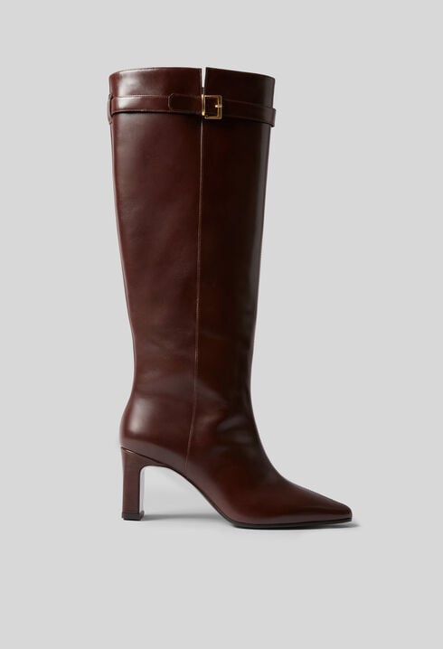 Bottes hautes cuir à boucle