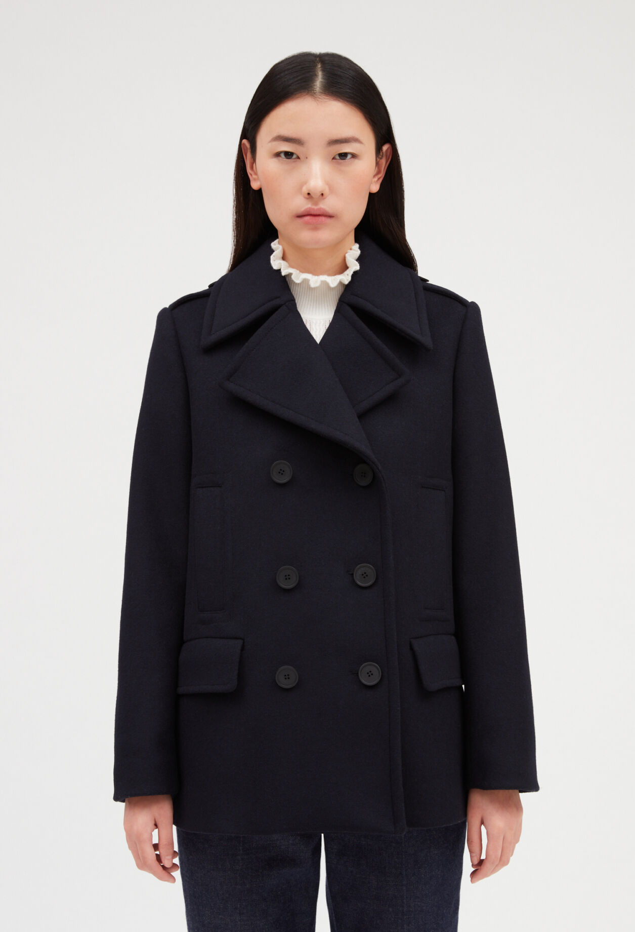Navy wool blend pea coat