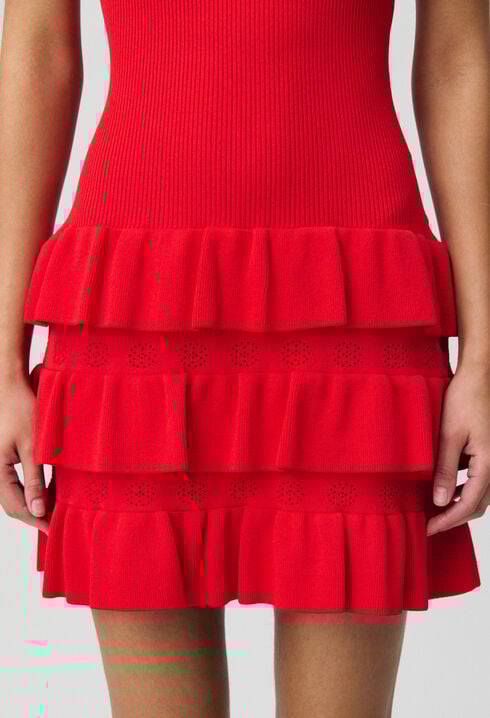 Ruffled knit dress