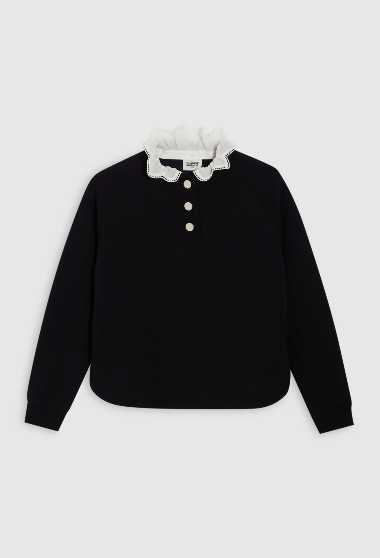 Navy sweatshirt with removable collar